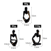 Vente chaude Figurine en résine créative abstraite en noir et or Grain Homme pensant Décoration de bureau Décoration de la maison Cadeau