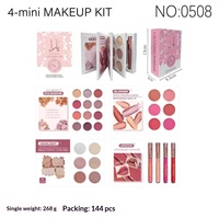 Palette de maquillage tout-en-un à 4 couches, effet mat, brillant, blush, illuminateur, gloss à lèvres
