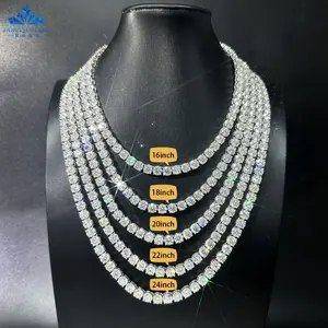 VVS Moissanite Diamond For 925 Silver Material 2mm 3mm 4mm 5mm 6.5mm Stone GRA Tennis Link Chain Necklace For Rapper