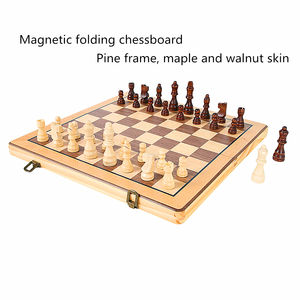 Juego de Ajedrez y <span class=keywords><strong>Ludo</strong></span> de Madera de 15 Pulgadas, Caja de Ajedrez Plegable con Diseño Magnético de Lujo para Uso Interior de Niños, Ecológico y de Alta Calidad - Product Image 3