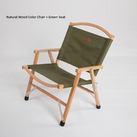 Chaise pliante Kermit en bois de hêtre pour l'extérieur, chaise de camping portable en Oxford 1000D pour les voyages, les pique-niques, les parcs, la pêche et le glamping