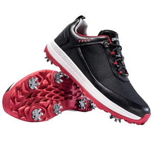 Zapatos de Golf Negros para Hombre con Detalles Rojos, Parte Superior de PU, Suela de Goma, Entresuela de EVA, Forro de Malla, Zapatillas Deportivas Transpirables - Product Image 1
