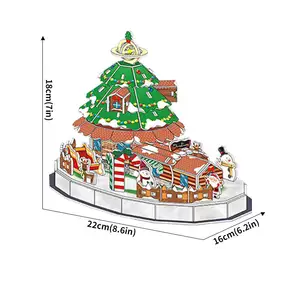 Factory Supply new handmade DIY model paper 3D model Christmas building train 3D Wooden puzzle