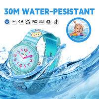 Hochwertige 31mm Quarz-Analoguhr für Kinder, 3BAR Wasserdicht, Blaues Design, Cartoon-Mode, Spaßiges Band mit Schnalle