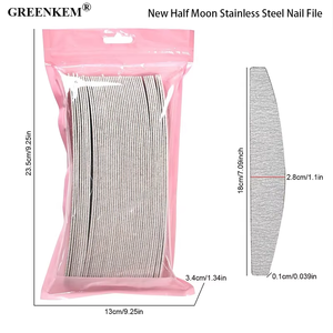 La nueva tira de lima de uñas de acero inoxidable Half Moon se puede rasgar y reemplazar el papel de lija profesional de lima de uñas de Metal - Product Image 4