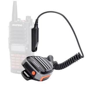 Microphone d'épaule Baofeng pour talkie-walkie, étanche, avec câble spiralé et bouton PTT - Product Image 5