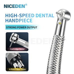 Turbine dentaire haute vitesse NICEDEN avec valve de filtration 4 ports, poignée antidérapante diamantée et LED SMD pour dentistes - Product Image 1