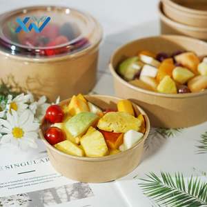 Kotak Kemasan Makanan Cepat Saji Sekali Pakai Grosir, Mangkuk Kertas Bulat untuk Bawa Pulang, Wadah Sup Bubur, Mangkuk Salad, Mangkuk Kertas Kraft Besar - Product Image 4