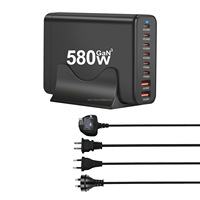 6 Tipe C 8 USB 580W US UK AU EU kualitas tinggi ponsel fitur baru pengisi daya dinding Multiport Gan cepat Universal