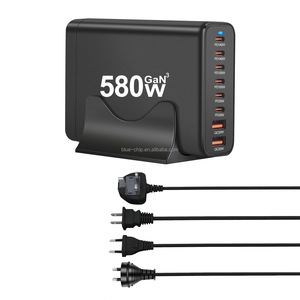 6 tipo <span class=keywords><strong>C</strong></span> <span class=keywords><strong>2</strong></span> USB 580W US UK AU EU di alta qualità nuova caratteristica cellulare cellulare intelligente universale Gan veloce caricatore da parete multiporta - Product Image 2