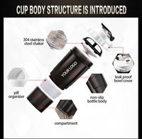 Gobelet Shaker à Protéines Personnalisé en Plastique 500ml/600ml pour Sport et Salle de Sport, Vente en Gros