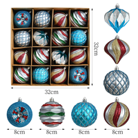 Nouvelles décorations de Noël personnalisées transfrontalières pour la maison, boules de Noël en plastique peintes de 8 cm, ornements suspendus pour fêtes, lot de 6 boîtes