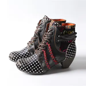 Mode Damen Motorrads tiefel Schwarz Schmutz beständige High-Top-Lederstiefel mit dickem Absatz