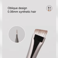 Kuas Alis & Eyeliner Profesional Berkualitas Tinggi, Bulu Sintetis, Gagang Kayu, Tabung Aluminium, Label Pribadi, Bentuk Pipih & Miring