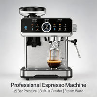 Machine à expresso compacte et mini avec moulin intégré, 20 bars, petite machine à café semi-automatique pour la maison
