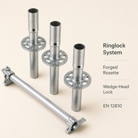 Système d'échafaudage Ringlock, rosette forgée à tête en coin Q355B HDG EN 12810 pour la construction de coffrages