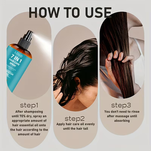 Spray capillaire sans rinçage 7-en-1 à l'huile d'argan marocaine, antipelliculaire, nourrissant, non gras, soyeux et hydratant pour tous types de cheveux 100ml - Product Image 6