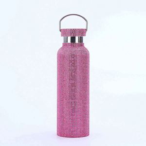 Glam Sparkle Stainless Steel Vacuum Water Bottle with Handle Travel <b>Flask</b> Pink Gold Silver Iridescent Finish - Product Image 2