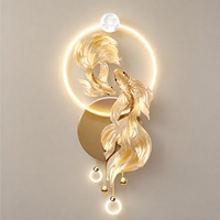 Décoration murale LED en forme de lune et d'oiseaux, luminaire suspendu botanique pour entrée, salon, hôtel, couloir, intérieurs contemporains et apaisants