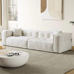 <b>Cream</b> Style Toast <b>Sofa</b> Nordic Italian Minimalist Lamb Velvet Living Room Small Family Fabric <b>Sofa</b> Set - Product Image 2