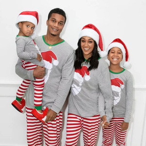 <span class=keywords><strong>Pijamas</strong></span> Familiares Personalizadas para las Fiestas, Pantalones a Rayas Rojos y Blancos, Conjunto <span class=keywords><strong>de</strong></span> Ropa <span class=keywords><strong>de</strong></span> Dormir <span class=keywords><strong>de</strong></span> Manga Larga con Estampado <span class=keywords><strong>de</strong></span> Santa Claus para Adultos, Envío Directo - Product Image 1