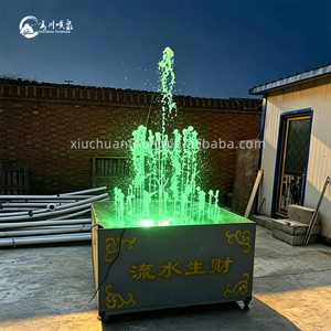 Fontaine d'eau portable ronde avec éclairage LED doré et jets multiples pour parc, villa, cour - Product Image 2
