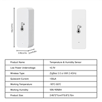 Sensor de temperatura inteligente Zigbee Wifi Sensor de temperatura y humedad Tuya