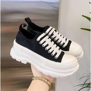 Zapatos Casuales de Lona con Cordones de Diseño, Ligeros, Acolchados, a la Moda, Cómodos para Todas las Temporadas - Product Image 1