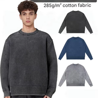 Pull ras du cou rétro style streetwear américain pour homme, en coton pur, couleur unie, coupe ample, décontracté et chaud pour l'hiver