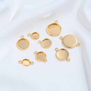 Base de sertissage ronde en acier inoxydable plaqué or 14K <span class=keywords><strong>pour</strong></span> cabochons, connecteur de bracelet et pendentif, <span class=keywords><strong>pour</strong></span> diamètres intérieurs de 6 à 12 mm - Product Image 6