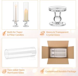 Ensemble de 10 bougeoirs <span class=keywords><strong>en</strong></span> verre coupe-vent sans fond pour décoration de table de mariage, de Noël et de fêtes, pour bougies coniques - Product Image 6