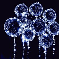 Ballons LED Bobo transparents avec guirlande lumineuse pour fêtes, anniversaires, mariages, Quinceañera – Blanc froid