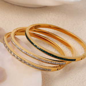 Pulsera de Cristal para Mujer, Tono Dorado, con Incrustaciones de Diamantes de Imitación, para Uso Diario - Product Image 1