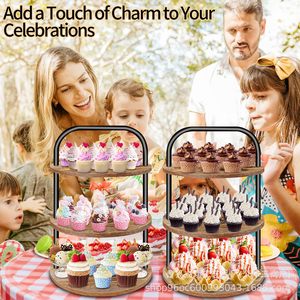 Spot Cross Border Ironwood 3 <b>Tier</b> <b>Cake</b> Stand Round Desktop Storage Rack For Party Dessert Display - Product Image 2