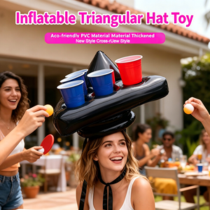 Chapeau gonflable Beer Pong en forme <span class=keywords><strong>de</strong></span> triangle, chapeau flottant en PVC avec 6 porte-gobelets pour <span class=keywords><strong>jeu</strong></span> <span class=keywords><strong>de</strong></span> lancer, idéal pour piscine, plage, barbecue, fête en plein air, <span class=keywords><strong>jeu</strong></span> <span class=keywords><strong>de</strong></span> <span class=keywords><strong>boisson</strong></span>, jouet - Product Image 1