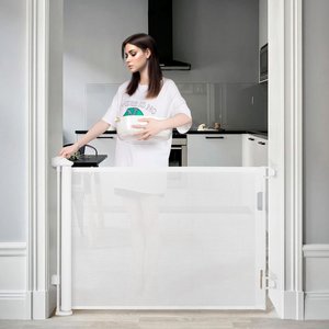 Barrière de sécurité rétractable noire pour bébé, protection de porte et d'escalier en maille, clôture extensible pour bébé, pour intérieur et extérieur - Product Image 2