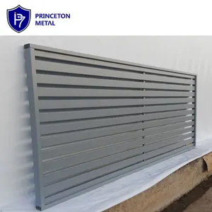 Panel pagar berlapis bubuk desain baru gerbang privasi horizontal aluminium untuk rumah