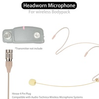 Microphone double à fixation sur la tête - Léger, avec prise Hirose 4 broches, compatible avec le système sans fil Audio-Technica
