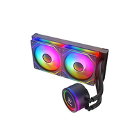 Refroidisseur de processeur AIO 240 mm avec refroidissement par eau, tête rotative ARGB Infinity Mirror, 280 W TDP, ventilateur PWM noir pour boîtier d'ordinateur