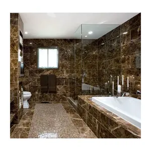 Azulejos de mármol para baño, losa de mármol marrón oscuro, emperador para paredes de baño