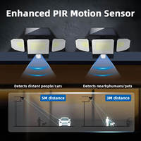Lampe de clôture solaire haute puissance IP65 étanche avec détecteur de mouvement pour mur, couloir, jardin, éclairage extérieur LED pour cour