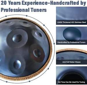 Performance professionnelle 22 pouces D mineur tambour en acier inoxydable Kurd Handpan <span class=keywords><strong>Instrument</strong></span> à 9 notes avec son 440HZ pour adultes - Product Image 5