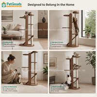 Griffoir pour chat en bois massif, moderne et minimaliste, à 4 niveaux, en sisal écologique, avec condo intégré, finition non toxique, pour petits espaces