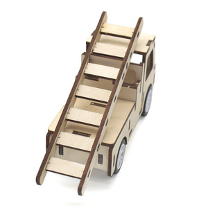 Wooden Fire Truck <b>Model</b> <b>Kit</b> With Extendable Ladder For Kids Science Education DIY Assembly Toy 7-9 Years Old - Product Image 3