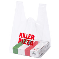 Sacs de transport personnalisés en PET recyclable avec logo découpé, soufflets latéraux et poignée intégrée, pour pizzas, gâteaux, whisky, bière, jus, 8-12 pouces, à emporter