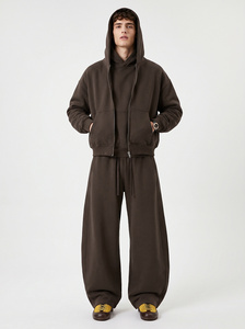 Ensemble de survêtement unisexe oversize 350 GSM avec sweat à capuche zippé et pantalon de jogging coupe ample à épaules tombantes, vêtements de sport, vente en gros - Product Image 4