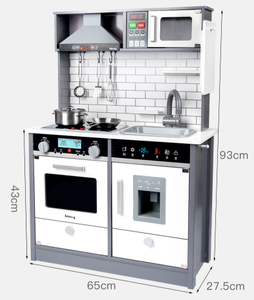 Juego de cocina de combinación de sonido y luz de madera, juguete de juego de simulación para niños, comida y cocina, juego de simulación - Product Image 4