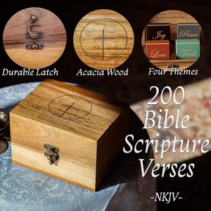 Wooden Scripture <b>Storage</b> <b>Box</b> Solid Wood Flip Top Rectangle Shape For Bible Cards <b>Storage</b> <b>Box</b> - Product Image 2