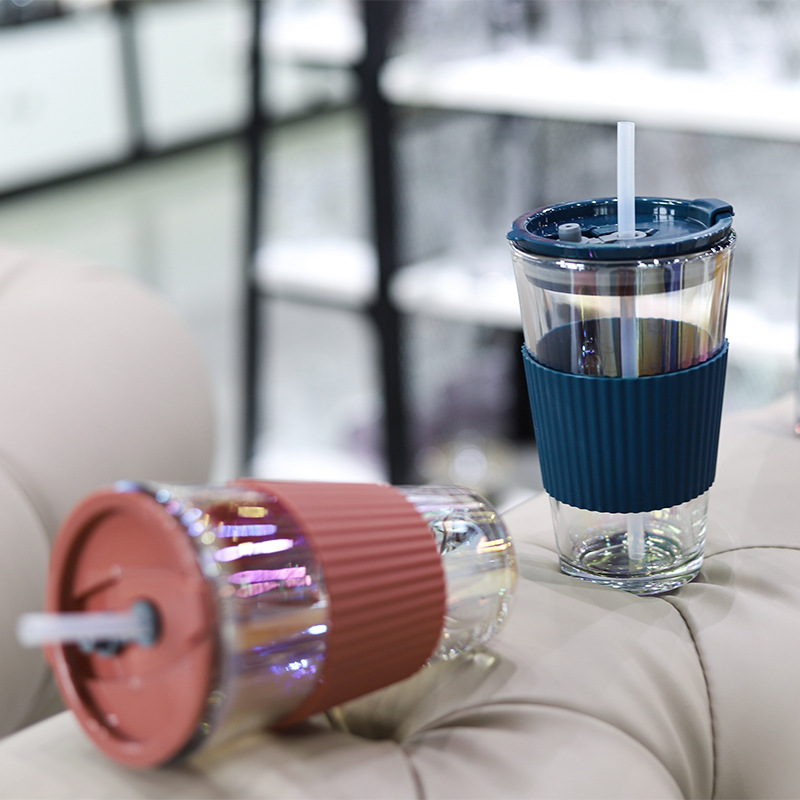 450 мл градуированная чашка креативная модная силиконовая Гальваническая чашка для воды с крышкой и соломинкой