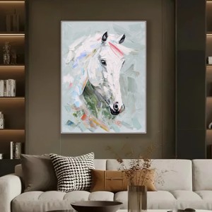 <span class=keywords><strong>Peinture</strong></span> murale sur toile en acrylique écologique, motif tête <span class=keywords><strong>de</strong></span> <span class=keywords><strong>cheval</strong></span> abstrait aux couleurs vives, pour la décoration intérieure - Product Image 4